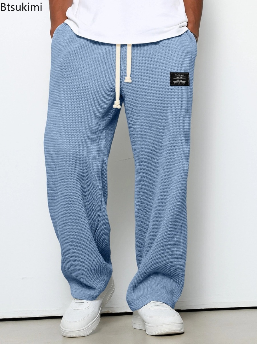 Hommes printemps et automne marque à la mode ample drapé jambe droite pantalons de survêtement décontracté jambe large sport pantalon décontracté vêtements masculins