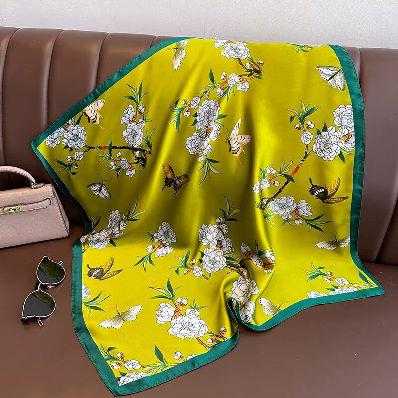 70cm cheveux impression été soie sentiment écharpe pour les femmes mode cou cravate sac à main Foulard poignet Foulard châle enveloppes Hajib