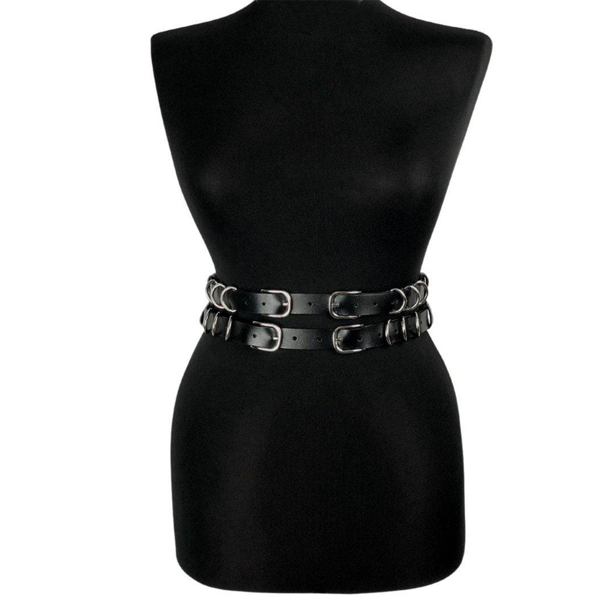 Mode femme noir Double ceinture chaîne ceinture bracelet en cuir usage quotidien accessoires taille accessoires saint valentin cadeau