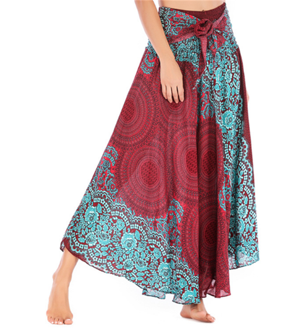 Boho robe et jupe pour femmes Yoga décontracté été Maxi longue courte impression pour plage bohême Muti robe fonctionnelle