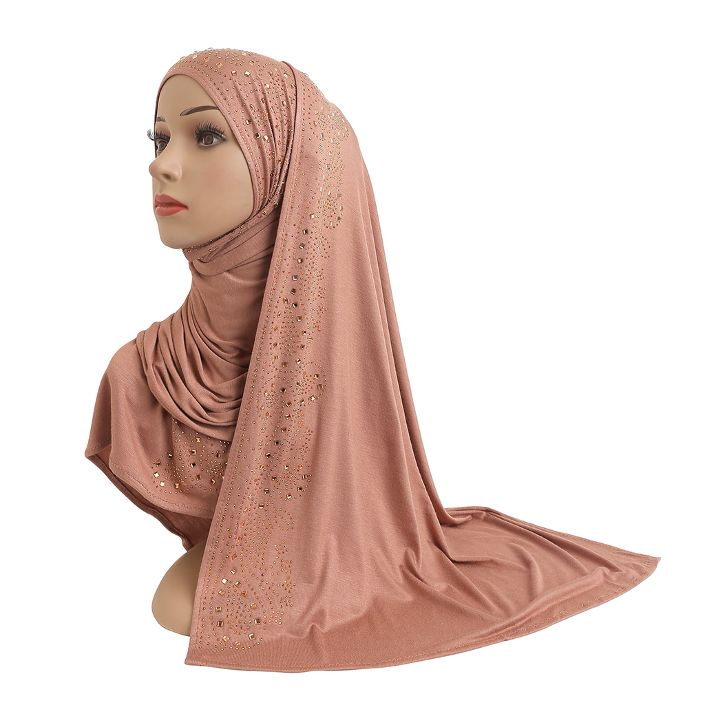 Longue écharpe musulmane en jersey de coton H099, châle hijab islamique, couvre-chef rectangulaire arabe, châle avec biscuits de kirchen modal
