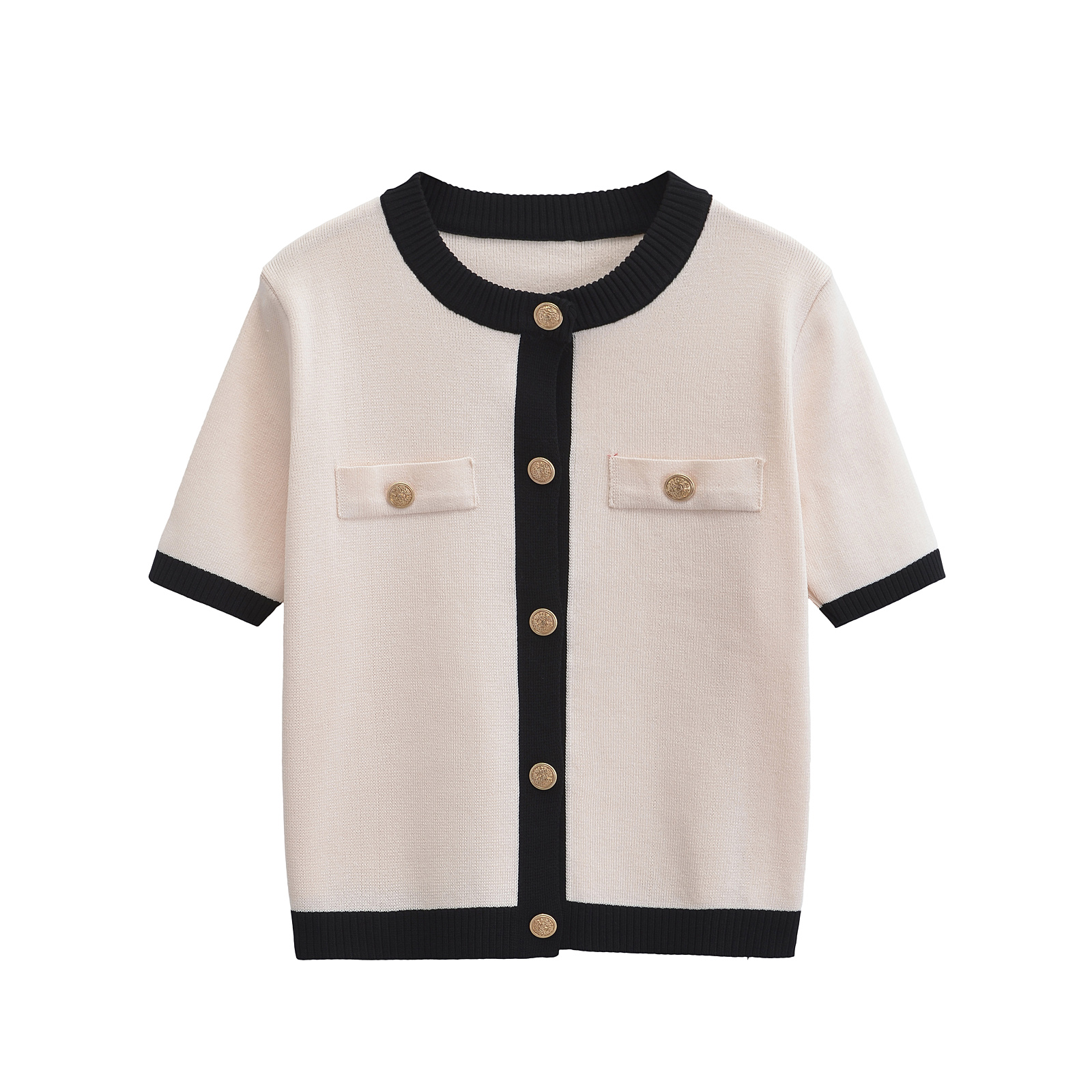 Veste tricotée pour femmes, nouvelle mode décontractée, classique, col rond, simple boutonnage, manches courtes, pull, manteau, été