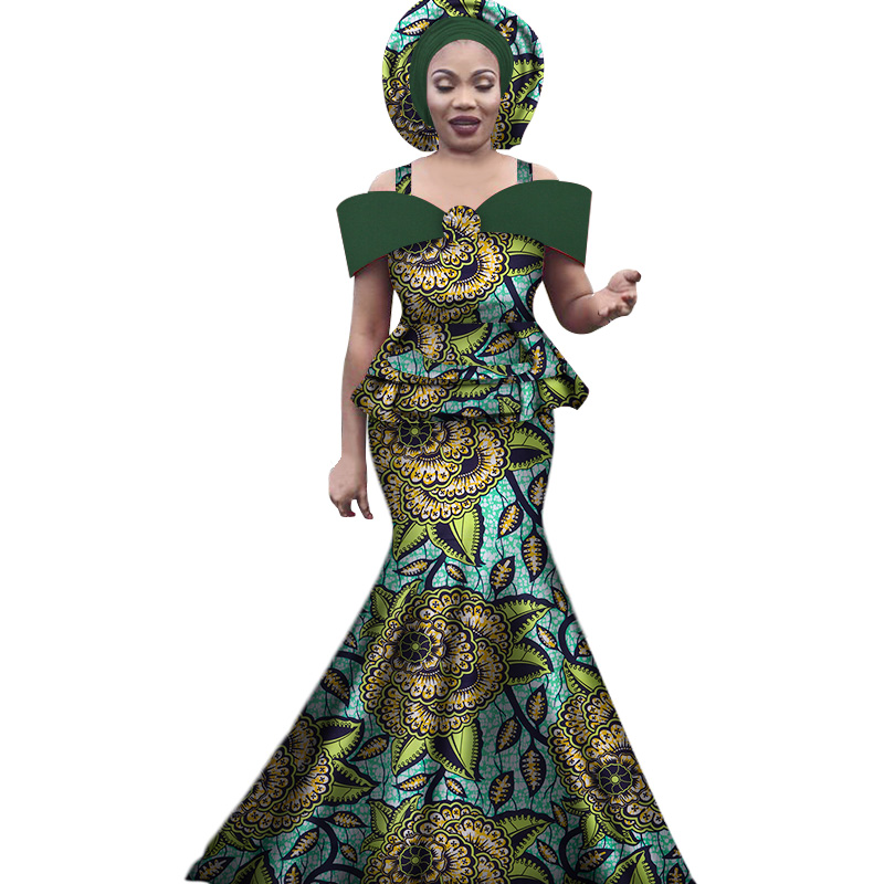 Tenues africaines avec cravate de sauna pour femmes, ensemble de jupes longues et en Y à bretelles imprimées Dashiki Bazin, vêtements africains WY3113