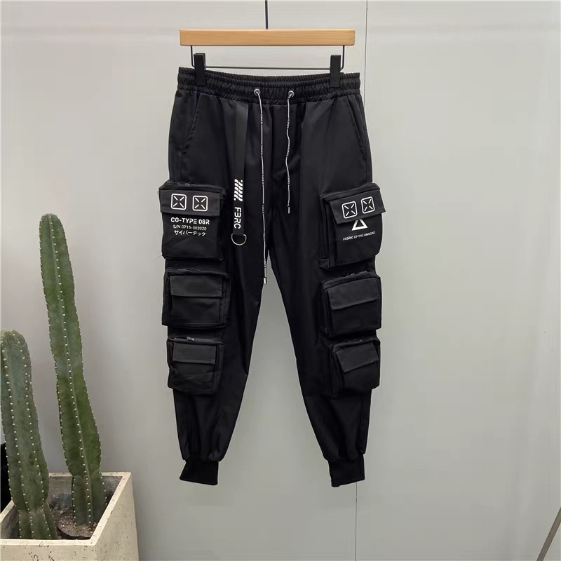 Pantalon Techwear de bonne qualité pour homme, tactique, multi-poches, fonctionnel, Cargo, taille élastique, Vintage, Punk