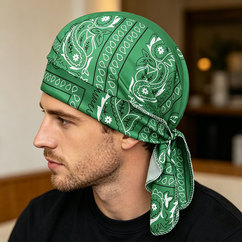 Casquette Bandana Hip-Hop Paisley Rafraîchissante avec Imprimé Numérique et Liens Ajustables – Idéale pour l'Été, les Danseuses de Rue et les Compétitions