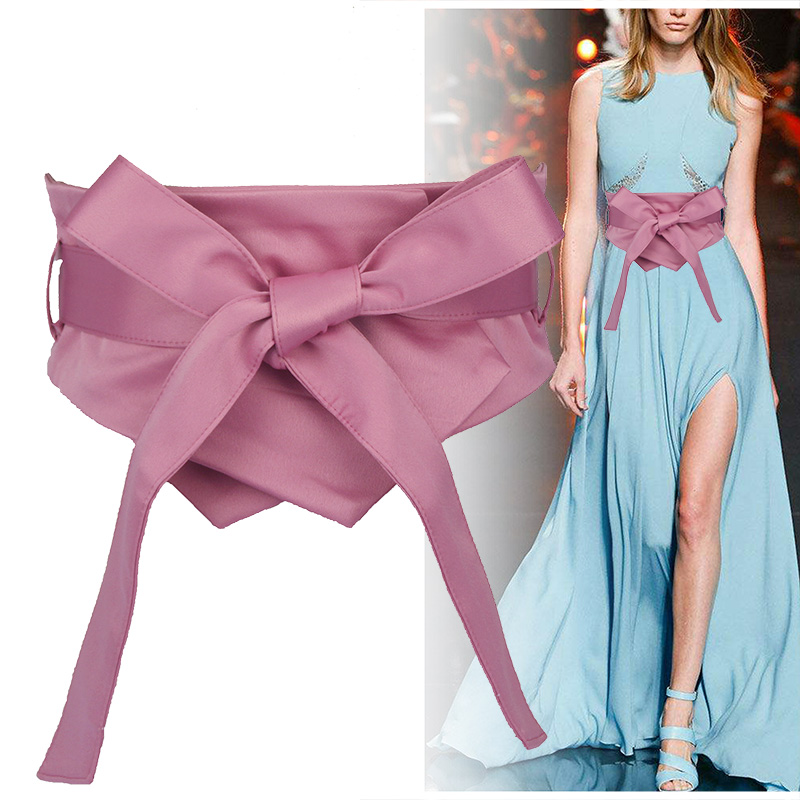 Ceinture de taille en tissu doux avec nœud papillon pour femme, corset fin, manteau, robe, environnement, rose, bleu, jaune, noir, mode, printemps, automne