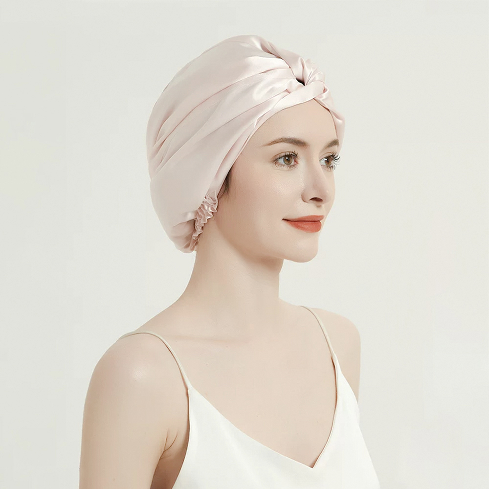Bonnet de couchage en soie de mûrier Pure 100% pour femmes, chapeaux de nuit, bandes de cheveux torsadées réglables, couvre-chef 19 mamans