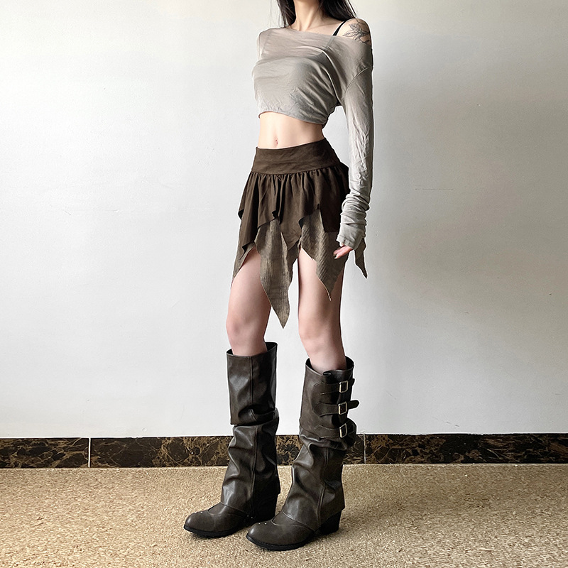 Mini jupes trapèze taille moyenne élastiques pour femmes, ourlet en dentelle vintage des années 90, jupes courtes, Streetwear Kawaii Harajuku
