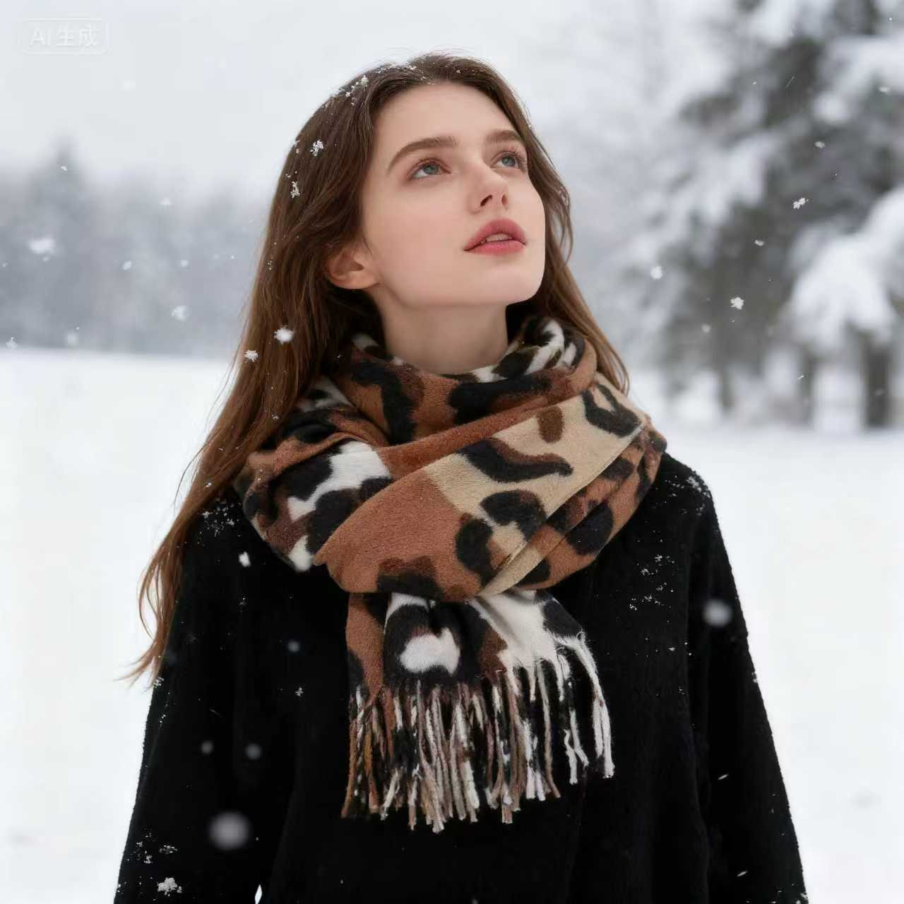 Mode léopard imprimé Pashmina châle écharpe pour femme automne hiver plus chaud casquettes dame longues enveloppes épais Pashmina foulards