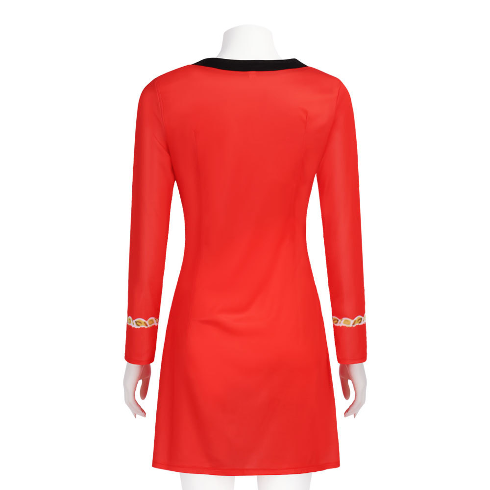 Costume de Cosplay de Star de Cinéma, Uniforme de Crew de Science-Fiction Rouge et Bleu pour Femme, Tenue de Capitaine TOS de Star Trek, Déguisement pour Halloween et Fêtes Costumées