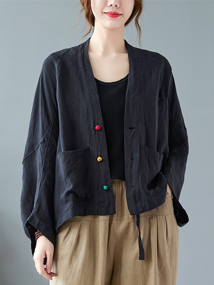 Vestes à manches longues pour femmes, style vintage, tout assressenti, confortable, coton, lin, femme, décontracté, automne, nouveau, 2022, CombB2100