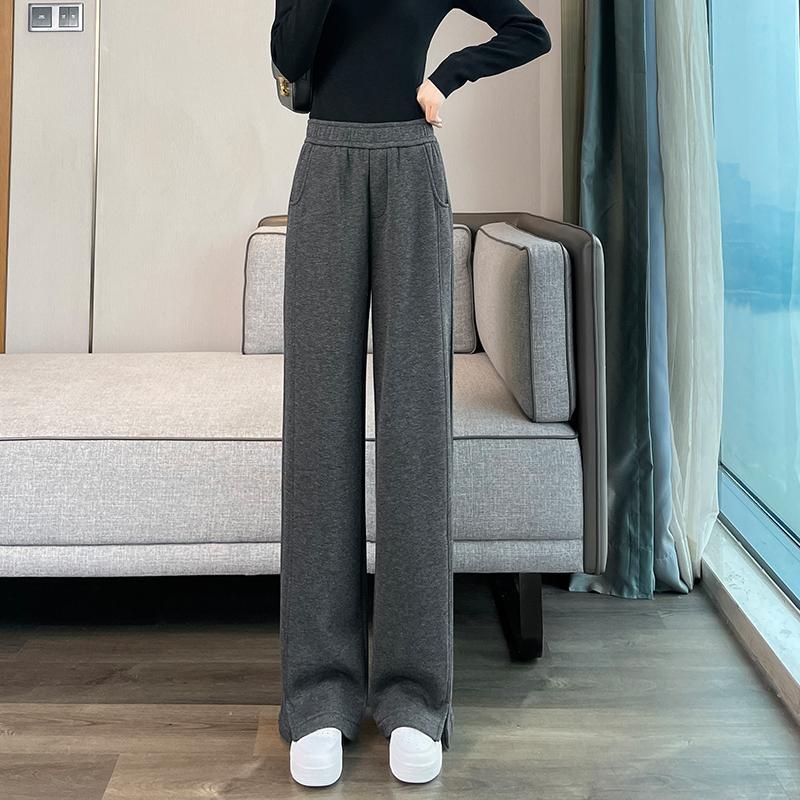 Pantalon à jambes larges taille haute coupe droite vente de trajet mode coréenne pantalon décontracté pour les femmes automne hiver