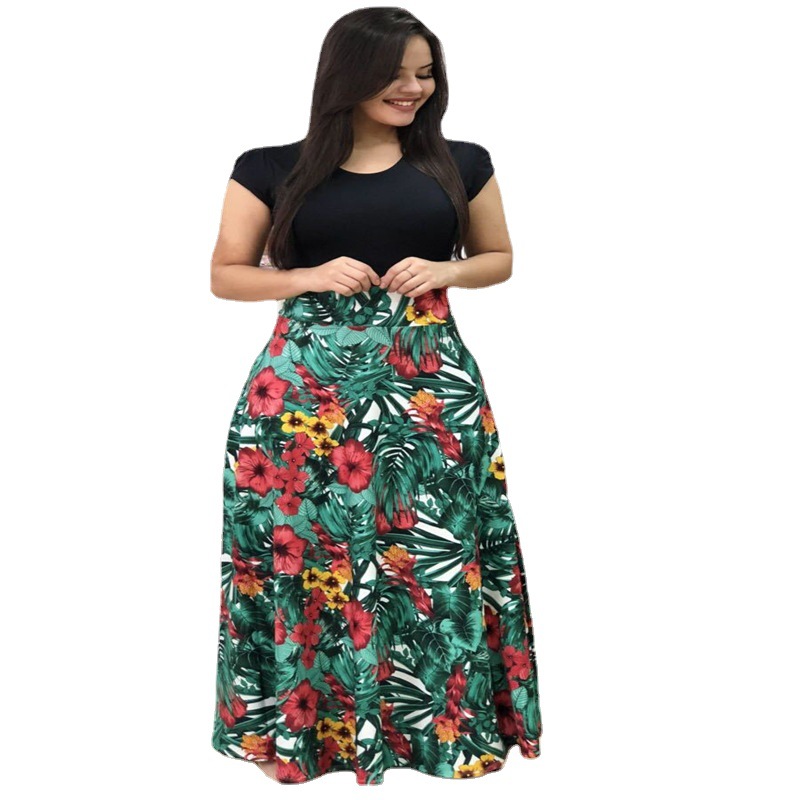 Robe d'été style bohème pour femmes, impression numérique, couleur assortie, col rond, manches courtes, style décontracté, éducatif, YRW6881