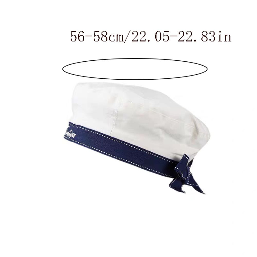 Chapeau de marin blanc tendance style coréen avec nœud, casquette octogonale, casquette uniforme, chapeau de peintre brodé de lettres, plage