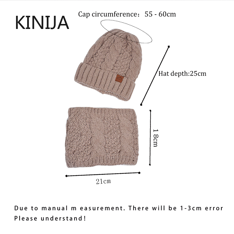Ensemble écharpe et chapeau tricoté pour femmes, doublure polaire épaisse, Skullcap, cyclisme en plein air, Protection contre le vent chaud, hiver