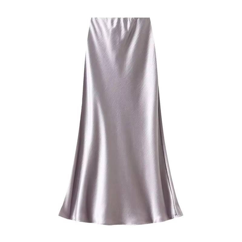 Jupe longue en Satin pour femmes, tendance, élégante, taille haute, couleur unie, luxe, été, 2025