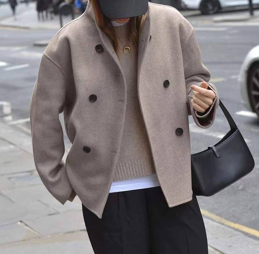 Manteau en laine à Double boutonnage pour femmes, ample, à la mode, nouvelle collection 2025