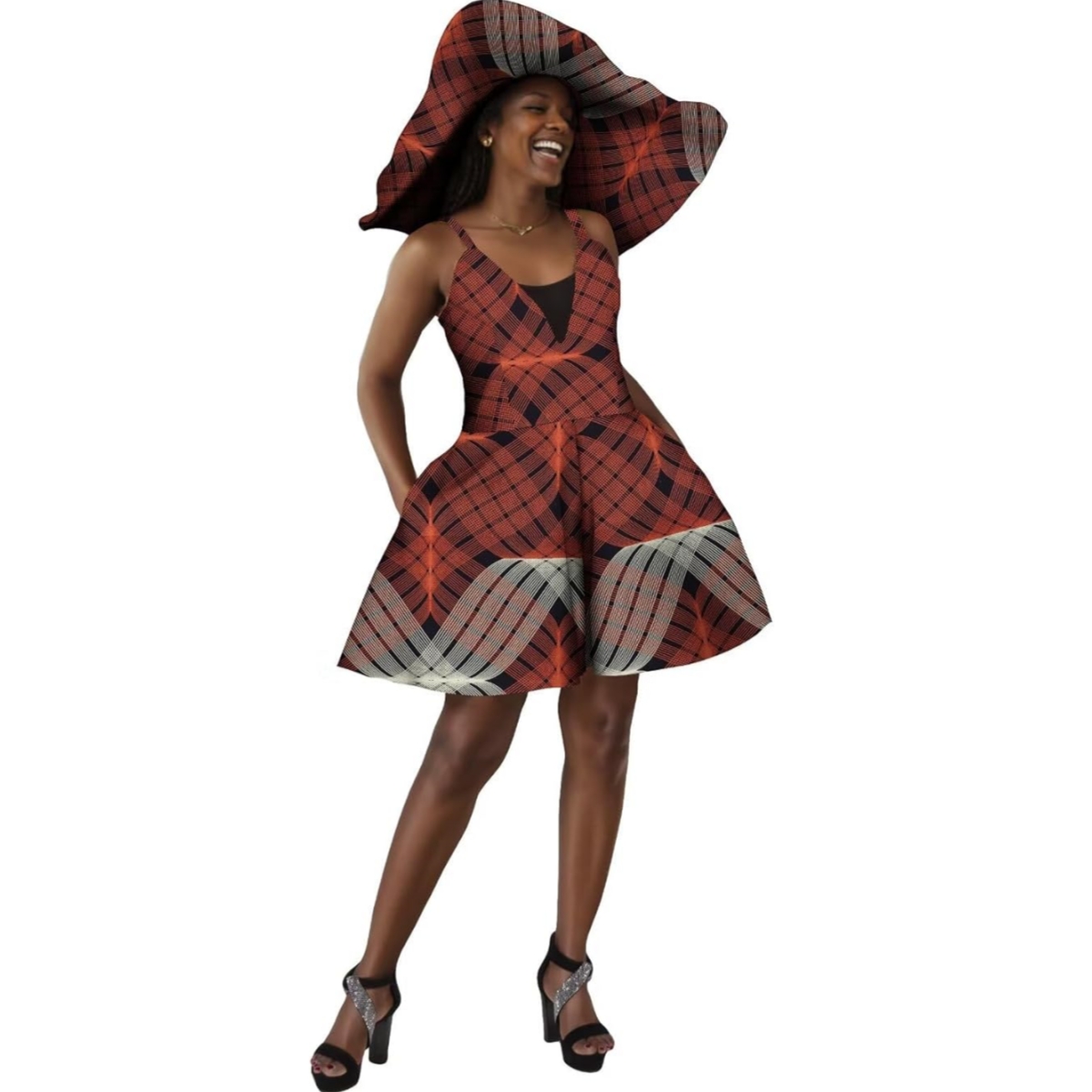 Robe d'été à imprimé africain pour femmes, combinaison sexy, col en v, pantalon court avec chapeau, vêtements africains, tenue de dame, WY8844