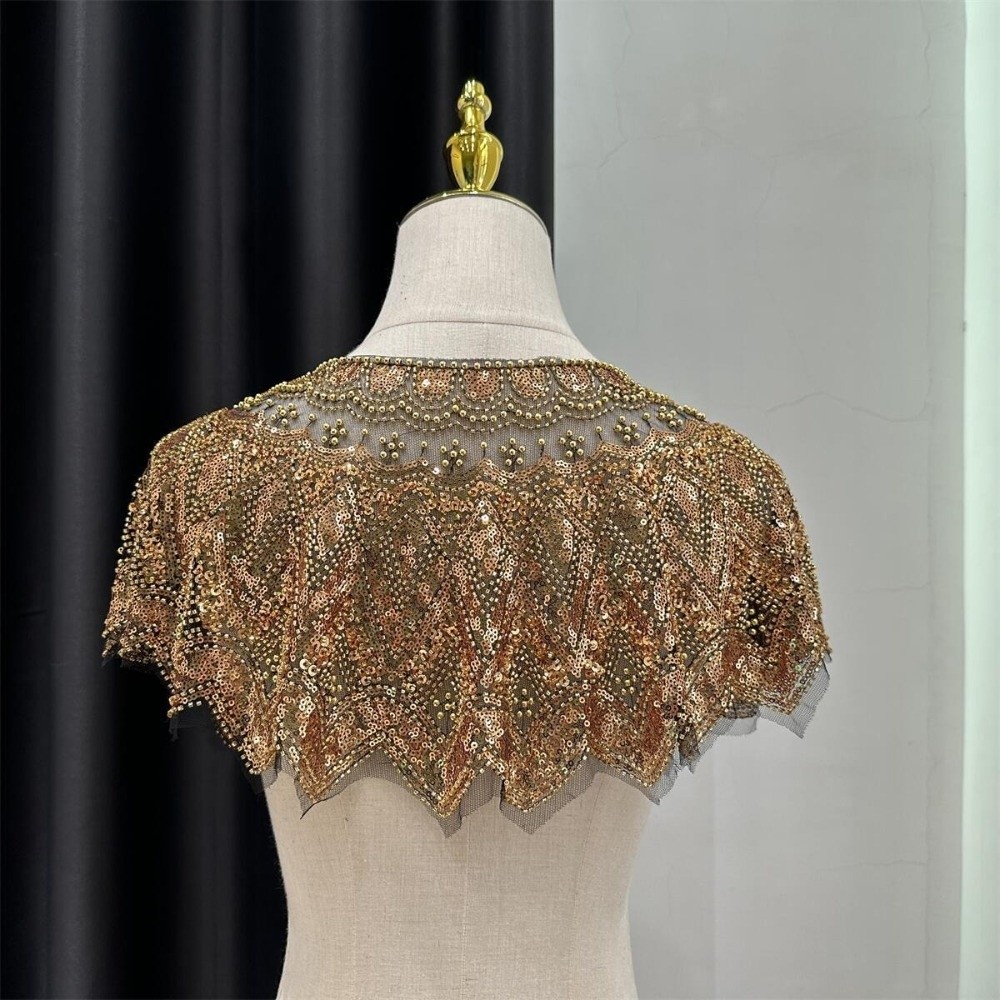 Élégant châle à sequins orné de perles, style Charleston des années 20, pour soirée, vêtement d'extérieur court pour femme