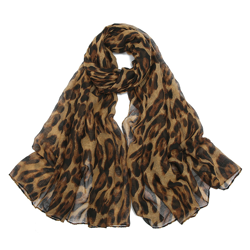 Nouvelle crème solaire Voile mince femmes écharpe été filles classique imprimé léopard foulards doux dame Foulard Viscose femme Wrap châles