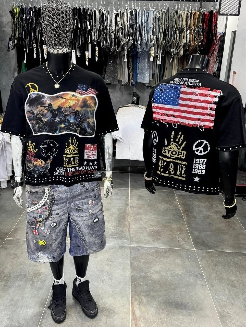 High Street Cool gothique tendance T-shirts quotidiens pour hommes et femmes Hip Hop respirant col rond personnalité hauts T-shirts noirs