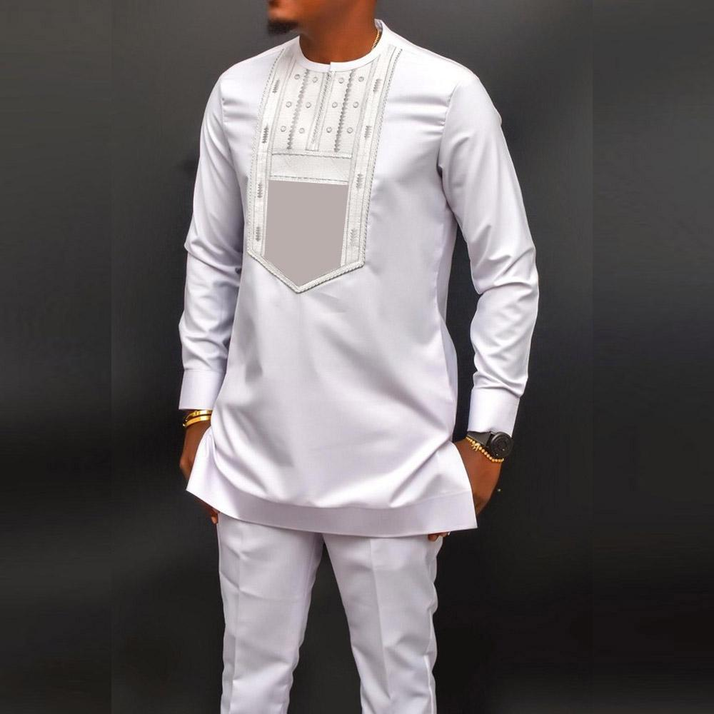 Nouvel ensemble traditionnel africain pour homme 2026 – Costume élégant et tendance pour homme, ensemble décontracté brodé deux pièces, caftan pour homme