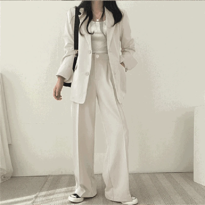 Ensemble 2 pièces slim rétro pour femme, style coréen, veste et pantalon décontractés, collection Printemps-Automne 2026