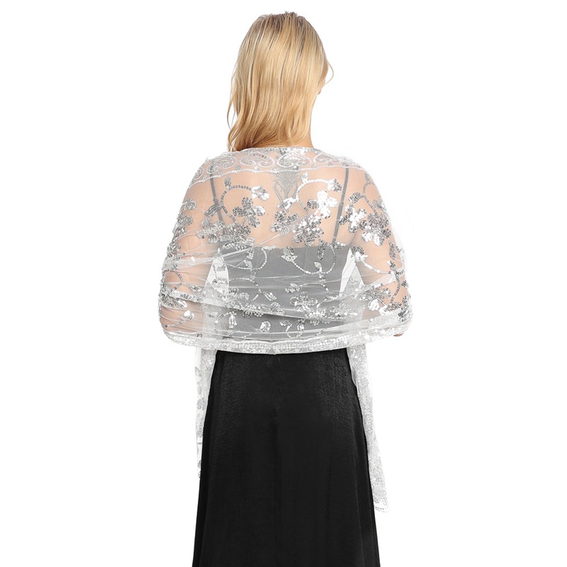 Femmes robe de soirée mariage châle paillettes haussement d'épaules enveloppes 2020 nouveau solide fête châle écharpe gland mariée boléro Cape Mariage haussement d'épaules