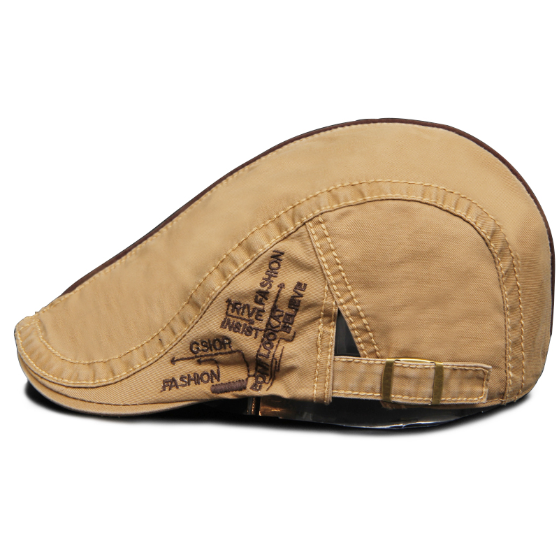 Hommes béret mode coton lettre flanc broderie casquette décontracté capote rétro littéraire avant casquettes pilote chapeau visière bérets