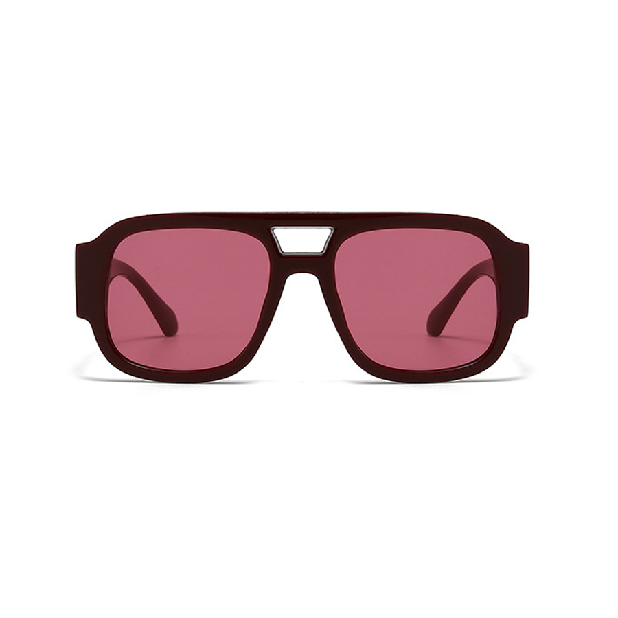 Lunettes de soleil carrées à Double pont pour femmes et hommes, couleur rouge, rétro, jambes larges, pour la conduite et la randonnée, UV400