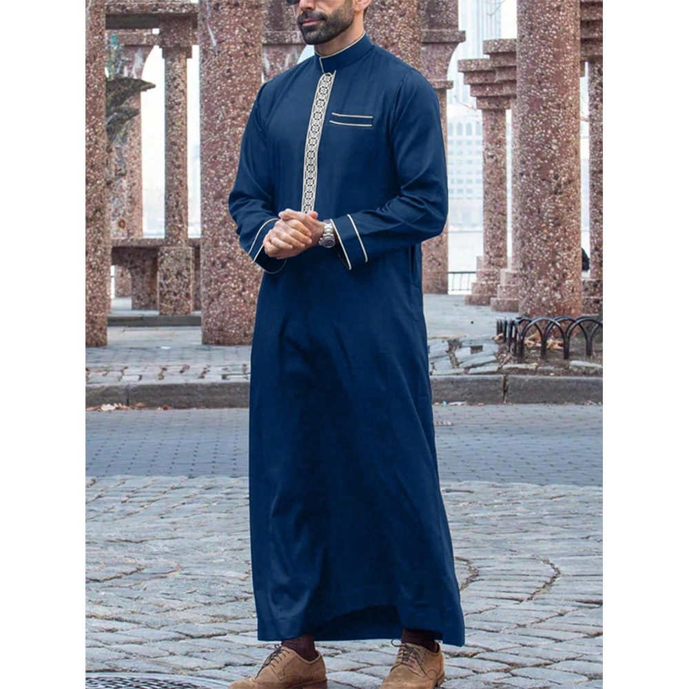 Nouvelle Robe musulmane traditionnelle pour hommes, noire, élégante, de luxe, brodée, Simple, décontractée, ample