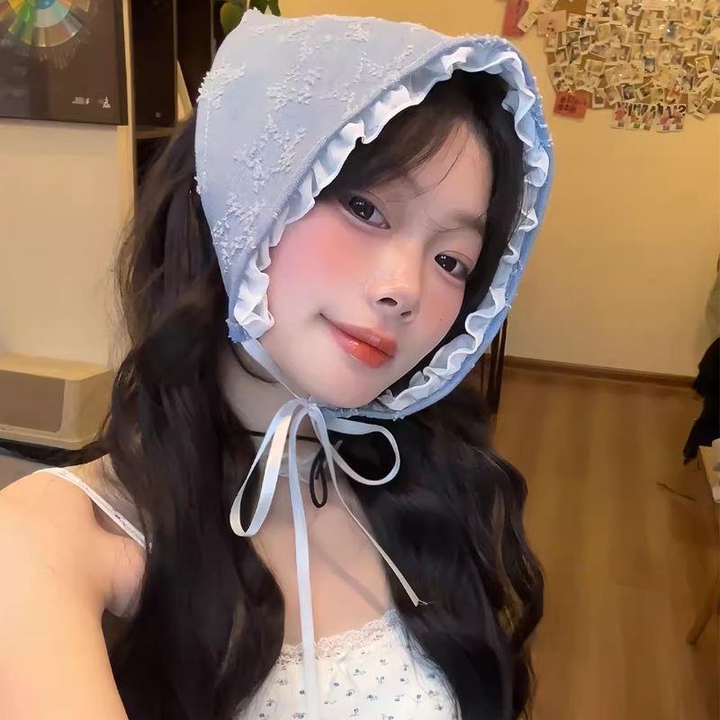 Foulard de cheveux Triangle étoile à trous rétro pour femmes printemps et été voyage Photo polyvalent mode sangle en dentelle foulard Spice Girl