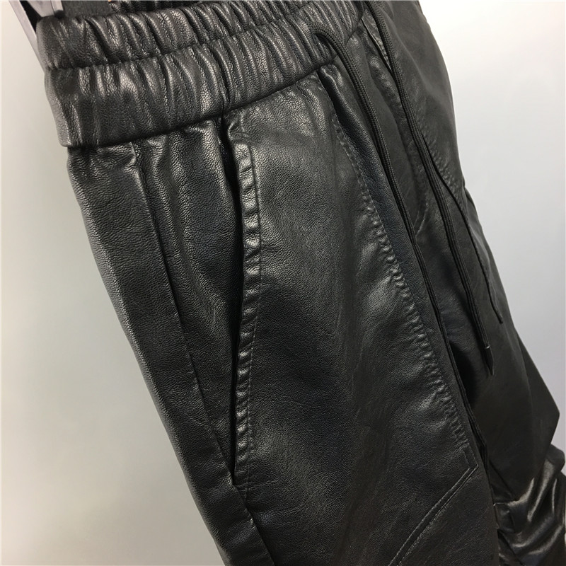 Pantalon Cargo Harem Décontracté pour Homme, Style Hip-Hop Urbain, en Similicuir PU, Longueur Standard, Automne Hiver, Noir, Grande Taille