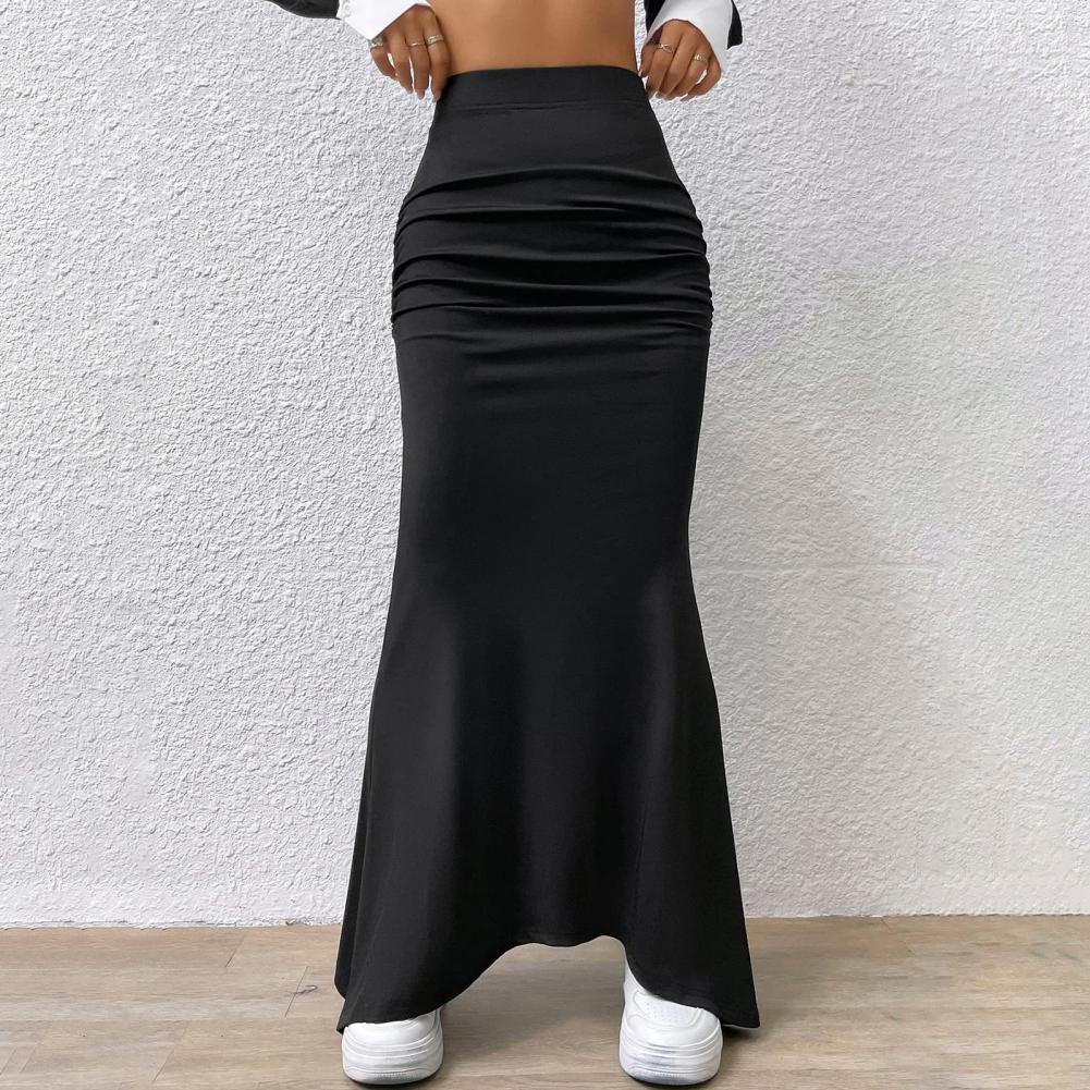Femmes Maxi jupe couleur unie taille haute tricoté femmes queue de poisson jupe longue jupe printemps automne élégant froncé Design jupes