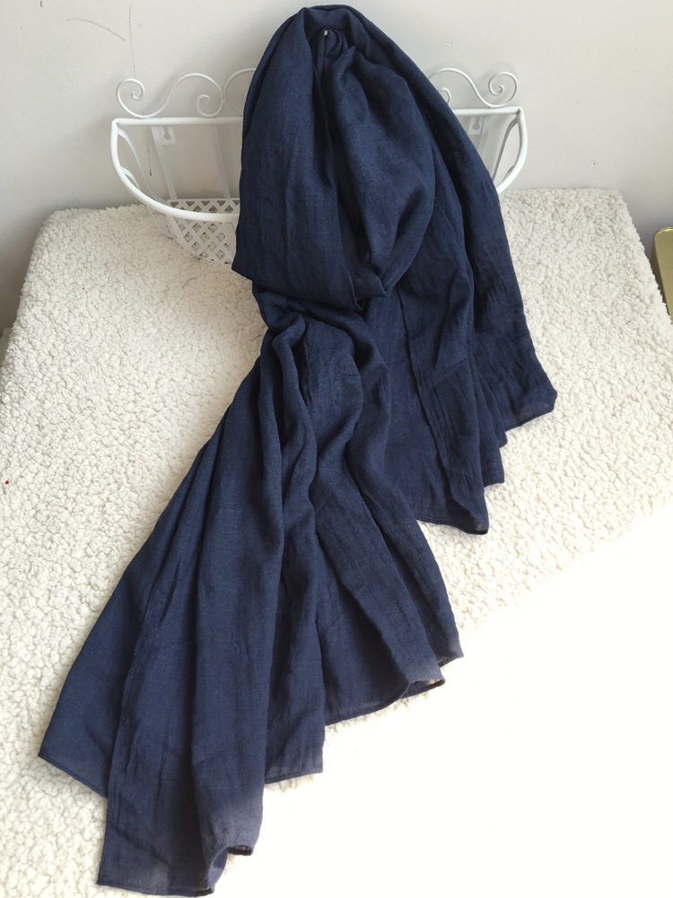 Écharpe Hijab en Mélange de Coton pour Femme, Couleur Unie, 75x190, Automne et Hiver