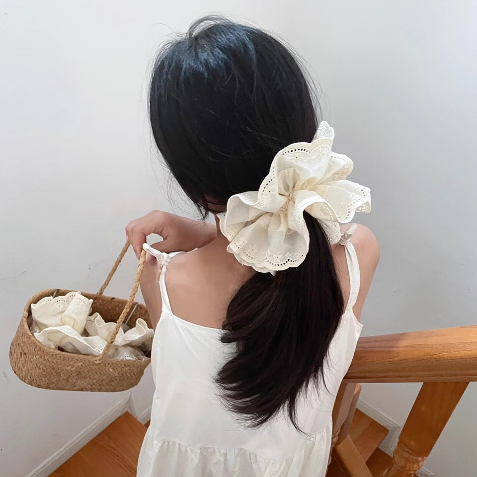 Grands chouchous en dentelle pour femmes, bandeau élastique pour queue de cheval, cerceau pour cheveux, chouchou en caoutchouc, accessoires pour cheveux, couvre-chef