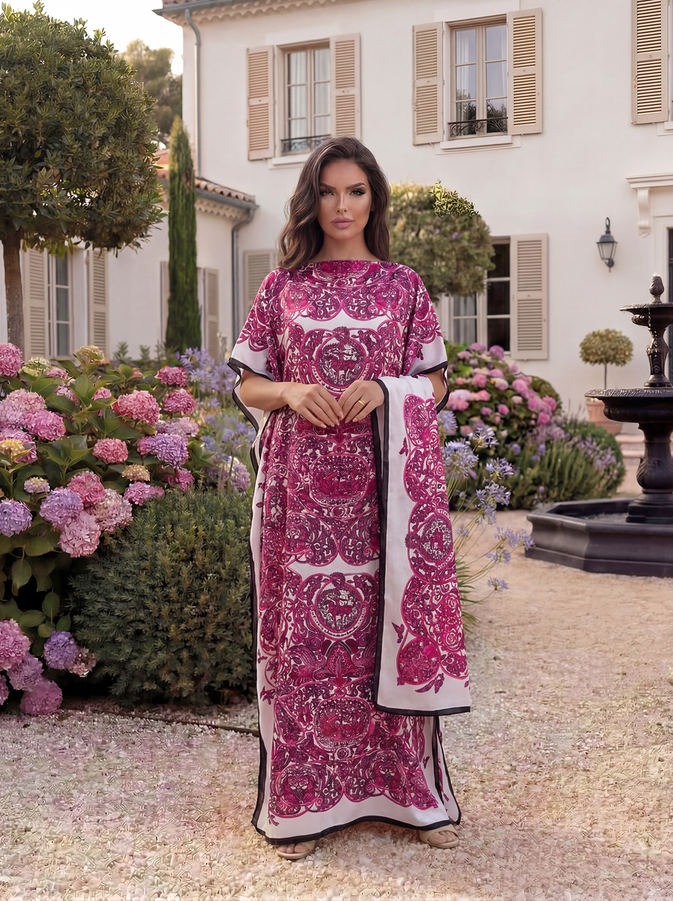 Abaya vintage baroque à imprimé animalier avec foulard, kaftan maxi ample pour femmes musulmanes africaines, tenue d'été pour la plage et les vacances