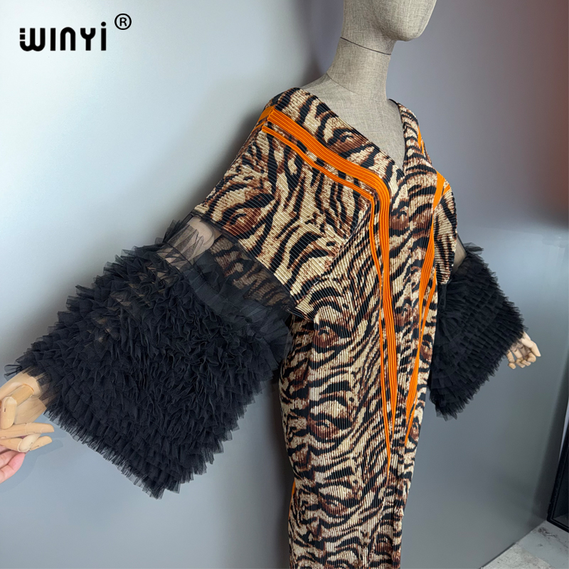 Robe longue plissée ajustée WINYI pour femme, style caftan Abaya Dubaï, tenue de soirée de luxe, mode musulmane pour la plage et les vacances