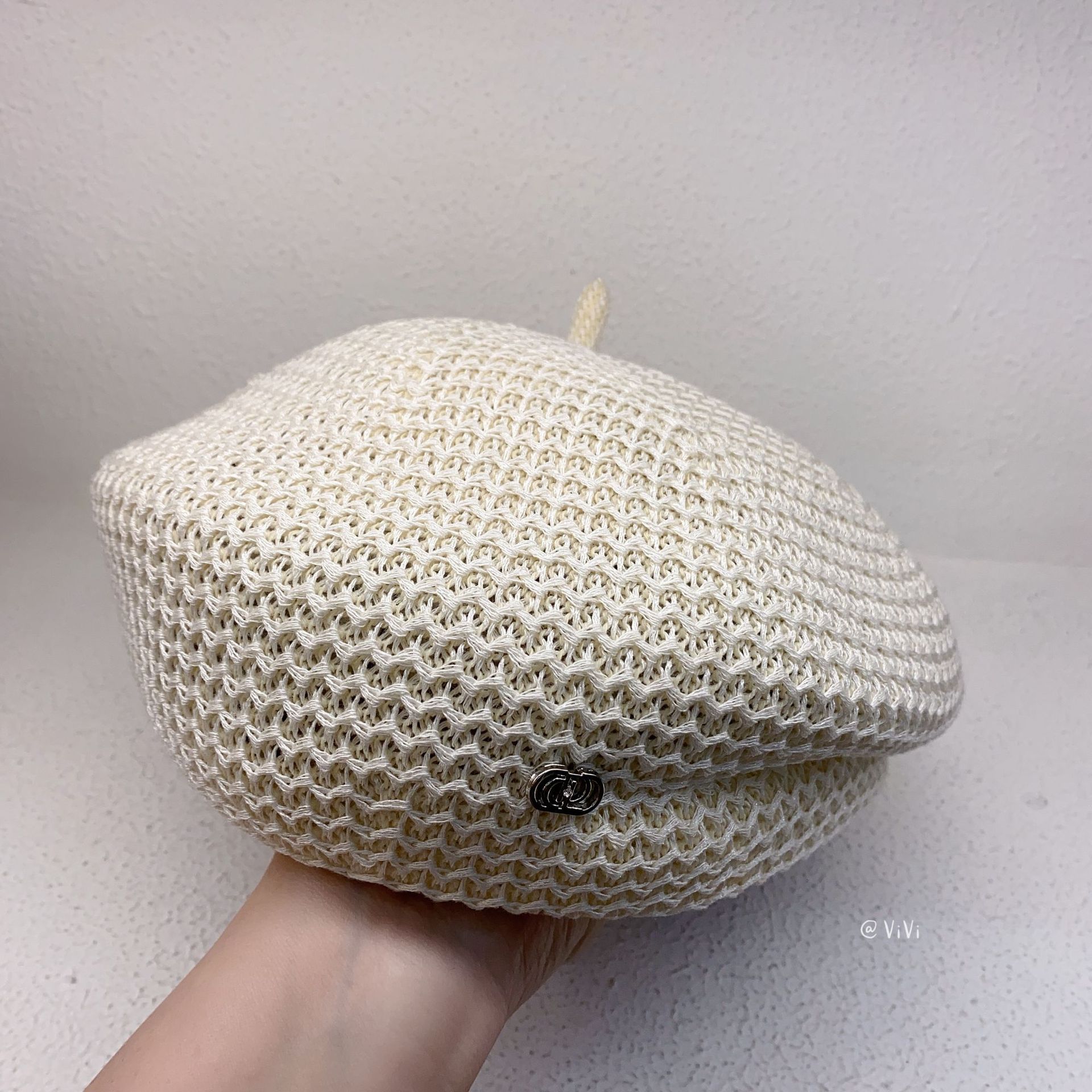 Béret en Crochet pour femmes, chapeau de soleil doux et souple, béret Chic découpé, bonnet en tricot, béret de peintre français