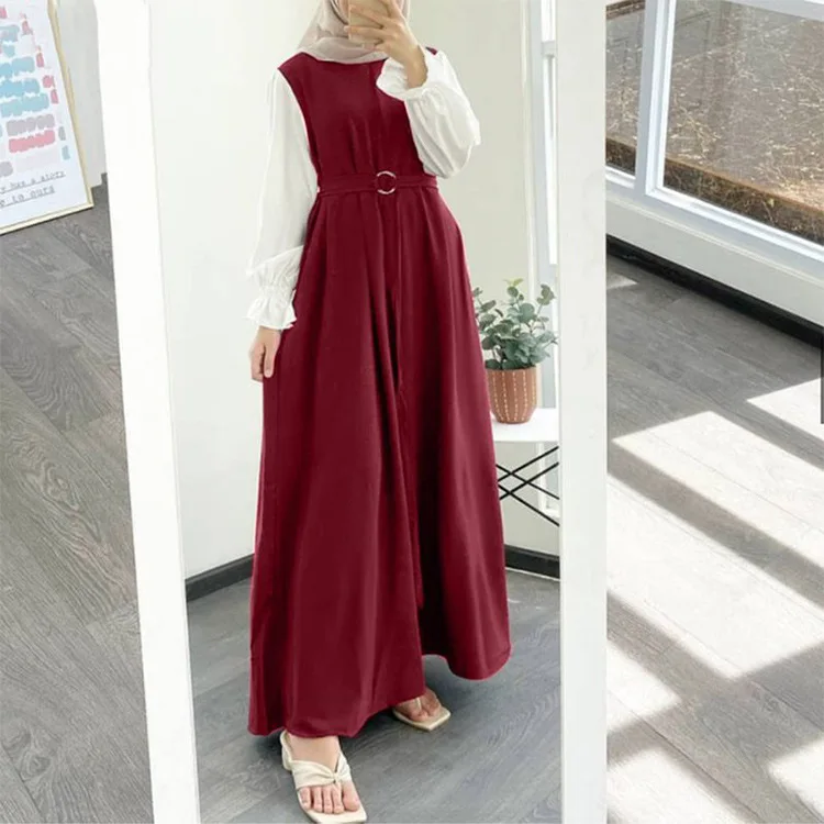 Robe musulmane à manches longues pour femmes, robes de soirée marocaines, patchwork de dubaï, caftan, ramadan, islam, éducatif, arabe, adt abaya, ceinture