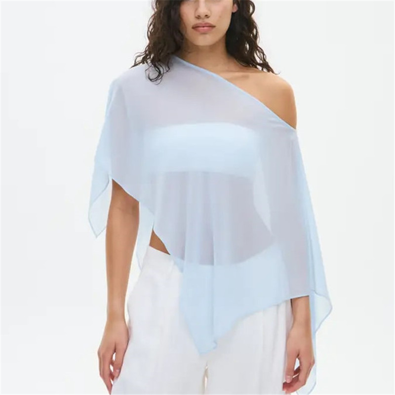 Capes et étoles en mousseline de soie pour femmes, pour robe de soirée, mariage, cape en maille transparente fluide, haut, vacances d'été, couvre-vêtements de plage