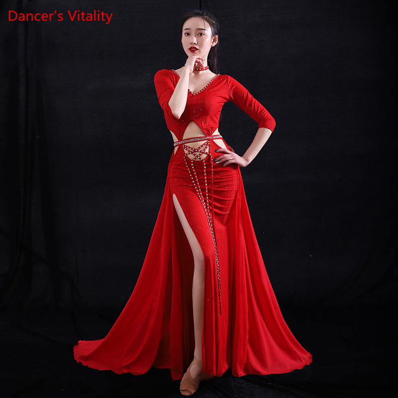 Robes de spectacle de danse du ventre pour femmes, ensemble de vêtements de compétition de danse du ventre, vêtements d'entraînement de danse orientale, robe M,L