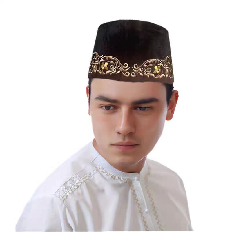 Chapeau de prière musulman en velours pour hommes, casquettes de bateau de Dubaï, Hijab arabe, enveloppes de sauna, document solide, fête du Ramadan, automne, nouveauté, 2024