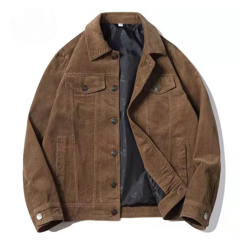 Nouveaux hommes vestes minces printemps automne mode vestes en velours côtelé décontracté Vintage vêtements d'extérieur amples manteaux pour hommes hauts grande taille nouveau