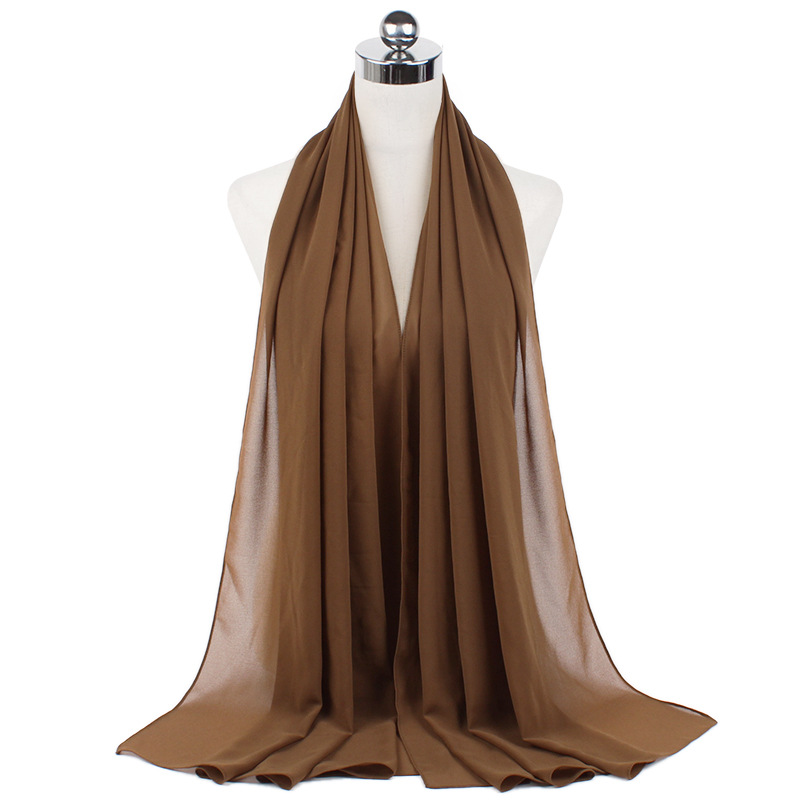 Foulard Hijab Musulman en Mousseline de Soie pour Femme, Châle de Qualité Supérieure, Solide, pour Document, Couvre-Chef, Voile Musulman