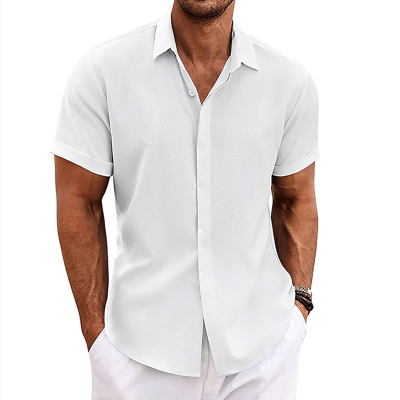 Chemise à Manches Courtes pour Homme, Chemisiers Sociaux, Solide, Formel, Élégant, Décontracté, Vêtements d'Été
