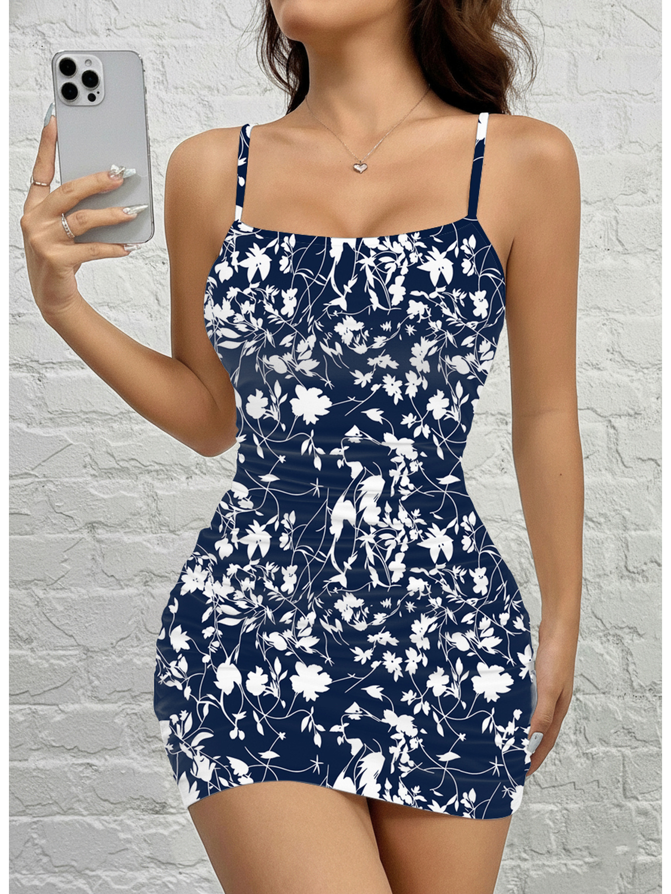 Robe d'été décontractée pour femmes, confortable, à imprimé floral, col carré, sans manches, à bretelles, jupe courte