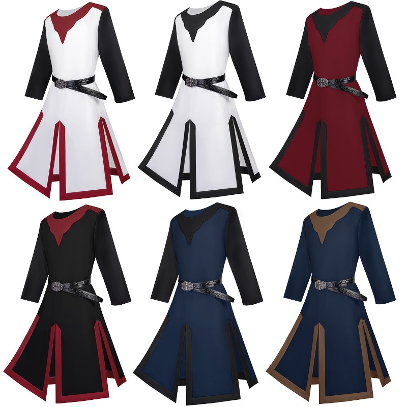 Tunique Longue Homme Adulte Style Viking Médiéval Croisé Renaissance Slavique, Tabard, Chemise, Tenue de Chevalier, Armure