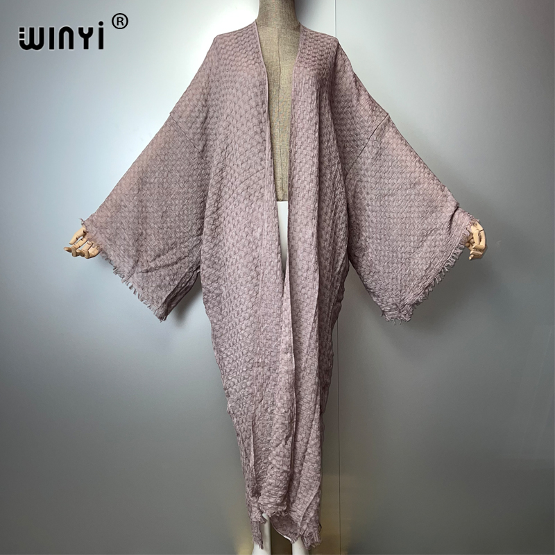 WINYI plage kimono teint à la main cardigan maillots de bain robe de soirée abaya dubaï luxe couvertures tenues de plage femmes maxi manteau caftan