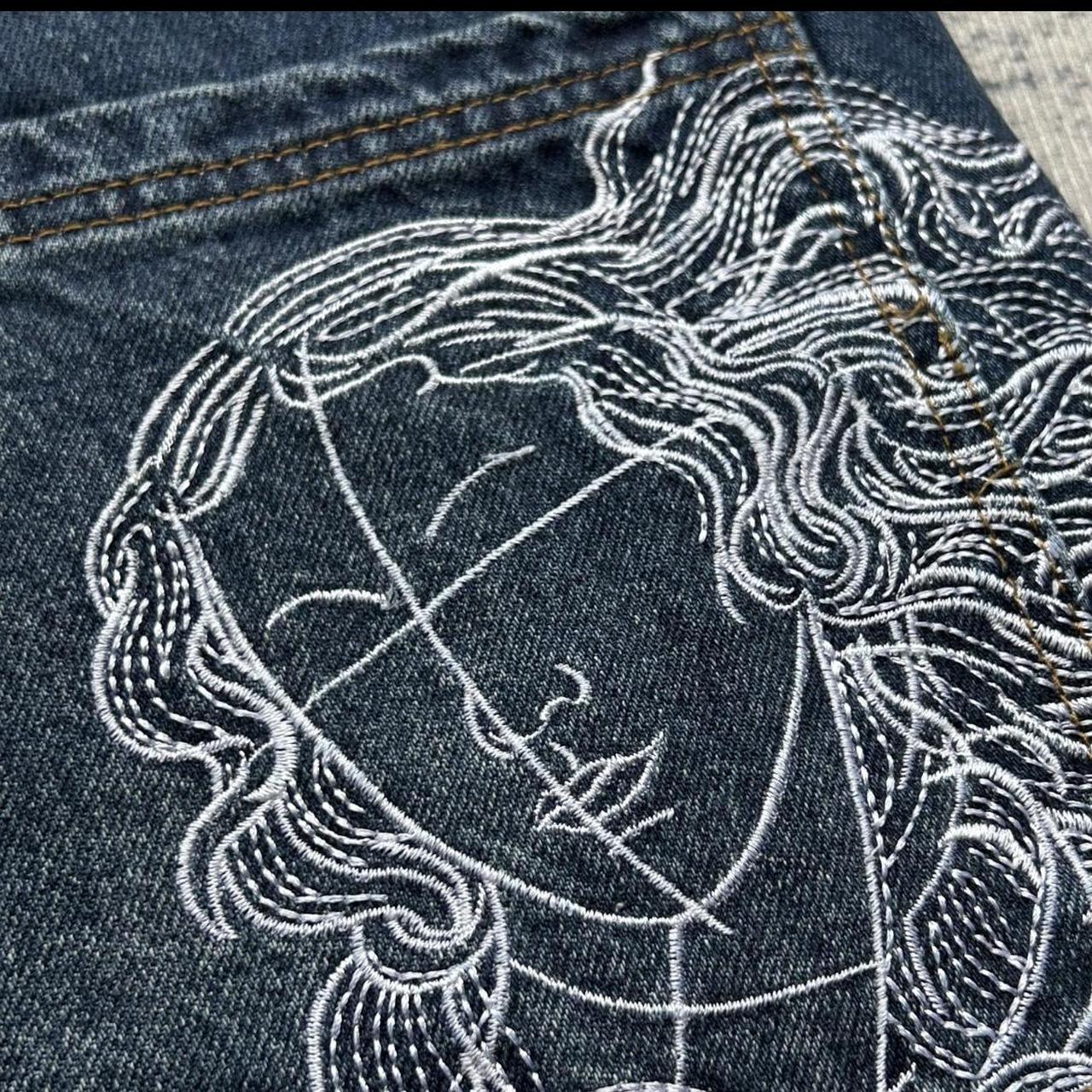 2025 nouvelles femmes jean Vintage victoire déesse tête Portrait broderie Denim pantalon Hip Hop Streetwear haute jambe droite pantalon